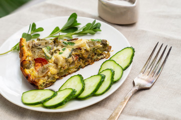 Frittata, Italian omelet with cheese and vegetables