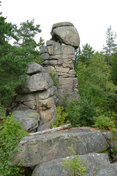 Certovo kopyto rock formation at Lipno lake, Bohemia