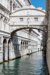 The famous Bridge of Sighs at the beautiful Venice canals