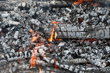 Burning oggr, hot embers. Barbecue, grill, kebab. Texture background