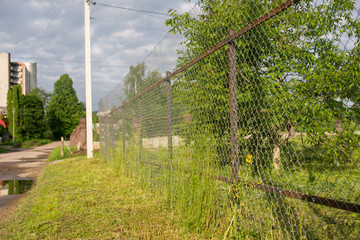 metal grid. fence mesh
