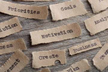 motivation word on a piece of paper close up, business creative motivation concept