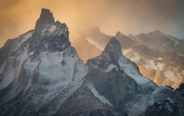 Mountains profile with sunset light in Patagonia