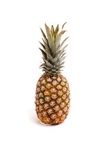 single ripe pineapple on white studio background