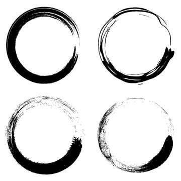 set of dark grunge brush circles vector