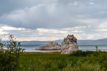 A dramatic sky higlighting the beauty of mono lake, California.