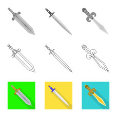 Isolated object of game and armor sign. Set of game and blade stock symbol for web.