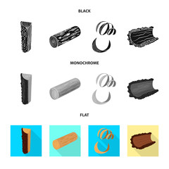 Vector design of tree and raw symbol. Collection of tree and construction stock symbol for web.