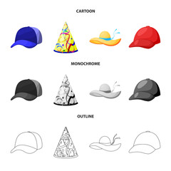 Vector illustration of clothing and cap sign. Collection of clothing and beret vector icon for stock.