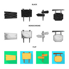 Vector illustration of raw and forest sign. Collection of raw and hardwood stock vector illustration.