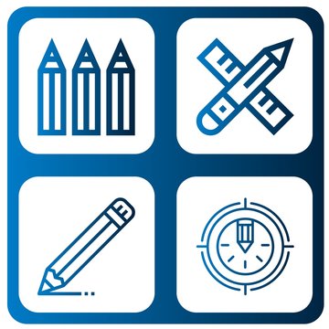 Set of graphite icons such as Color pencils, Pencil , graphite