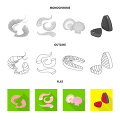 Vector design of fresh and restaurant symbol. Set of fresh and marine vector icon for stock.