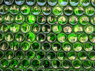 Green Glass bottles stacked with Reflection - Graphic
