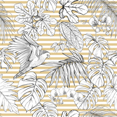 Seamless pattern, background. with tropical plants