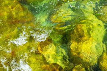 Clear water in colorful colors in abstract patterns