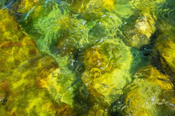 Clear water in colorful colors in abstract patterns