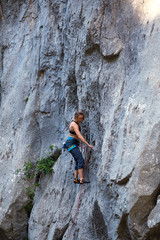 Woman engaged in extreme sport.