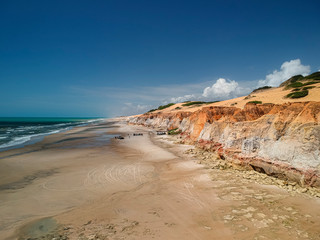 aerial landscape beach of Morro Branco, Ceará - Brazil