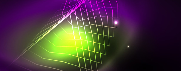 Shiny glowing design background, neon style lines, technology concept, vector