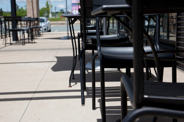 Legs of a patio outside in summer