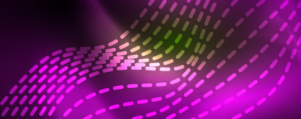 Obraz premium Shiny neon vector wave line abstract background, motion concept