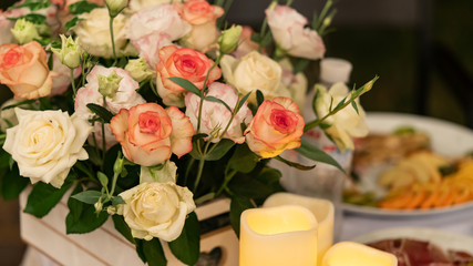 flowers and food are on the table, holiday