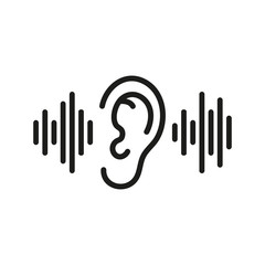 Ear. Sound wave icon. Vector. Isolated.