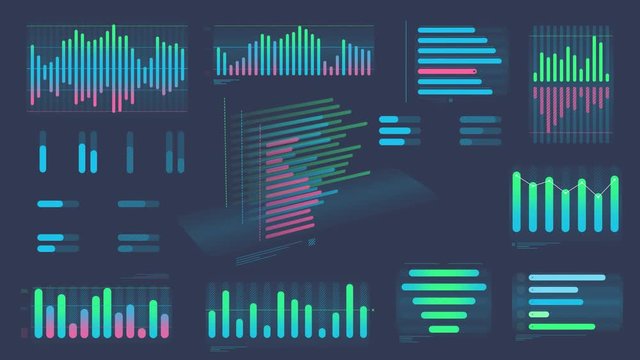 Several colored Bar charts on a transparent background