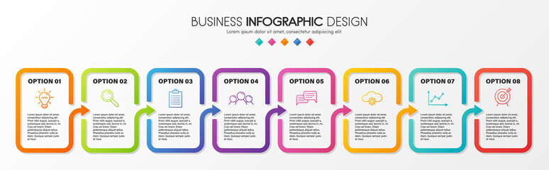 Naklejka premium Business infographic template with 8 steps. Vector