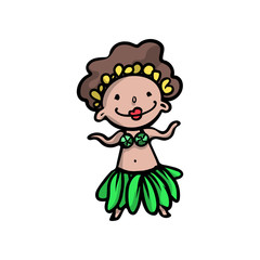 Cute and funny african woman in leaf clothes with red lips