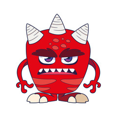 funny monster with horns comic character