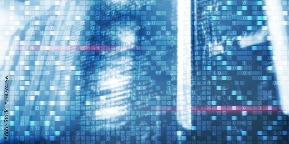 Poster digital background matrix information technology and internet concept.