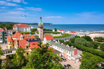 Beautiful scenery of Sopot at Baltic sea with the wooden pier, Poland