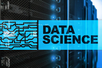 Data Science Artificial Intelligence Concept. Futuristic Supercomputer background