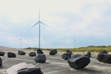 wind turbines on the hill