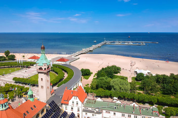 Beautiful scenery of Sopot at Baltic sea with the wooden pier, Poland