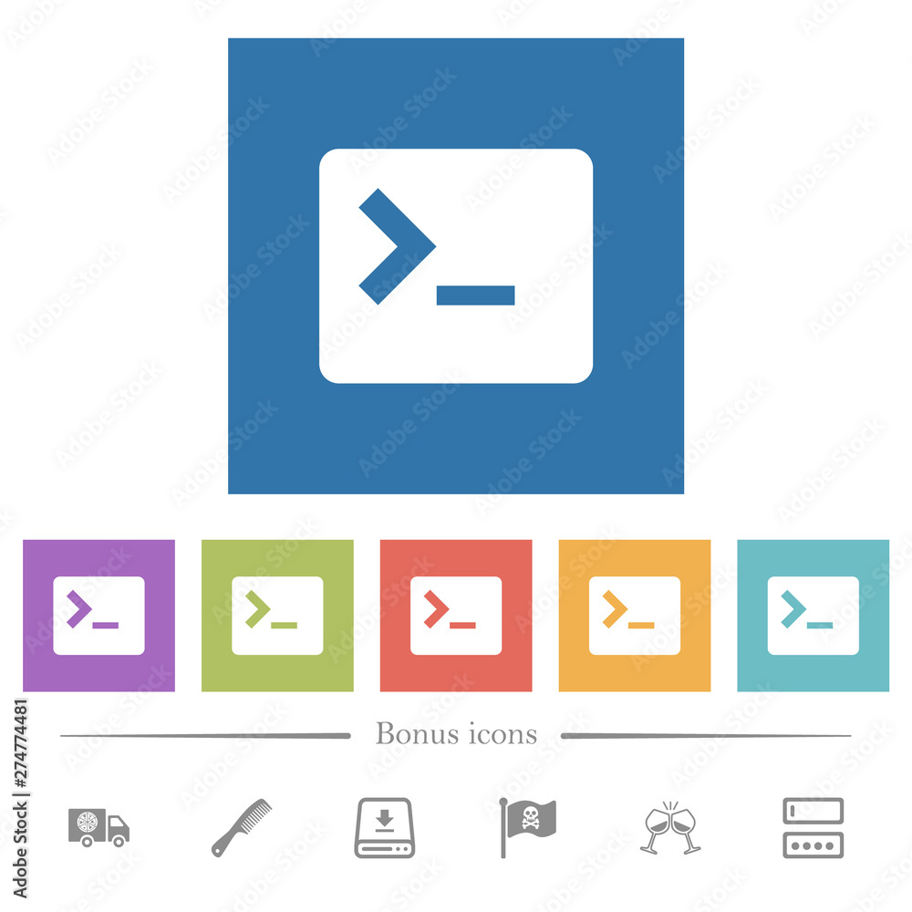 Aufkleber command terminal flat white icons in square backgrounds