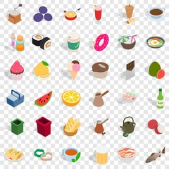 Gastronomy icons set. Isometric style of 36 gastronomy vector icons for web for any design