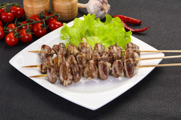 Chicken hearts skewer