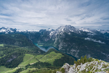 view of mountains and lake