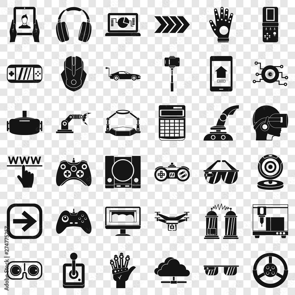 Poster game over icons set. simple style of 36 game over vector icons for web for any design