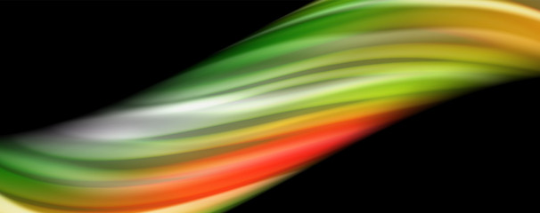 Fluid liquid color wave lines, glowing colorful light effect, abstract composition template. Geometric technology abstract pattern. Movement concept