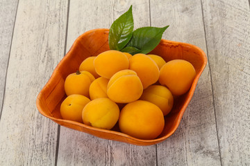 Ripe tasty sweet apricots heap