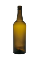 The empty bottle from dark glass isolated on a white background