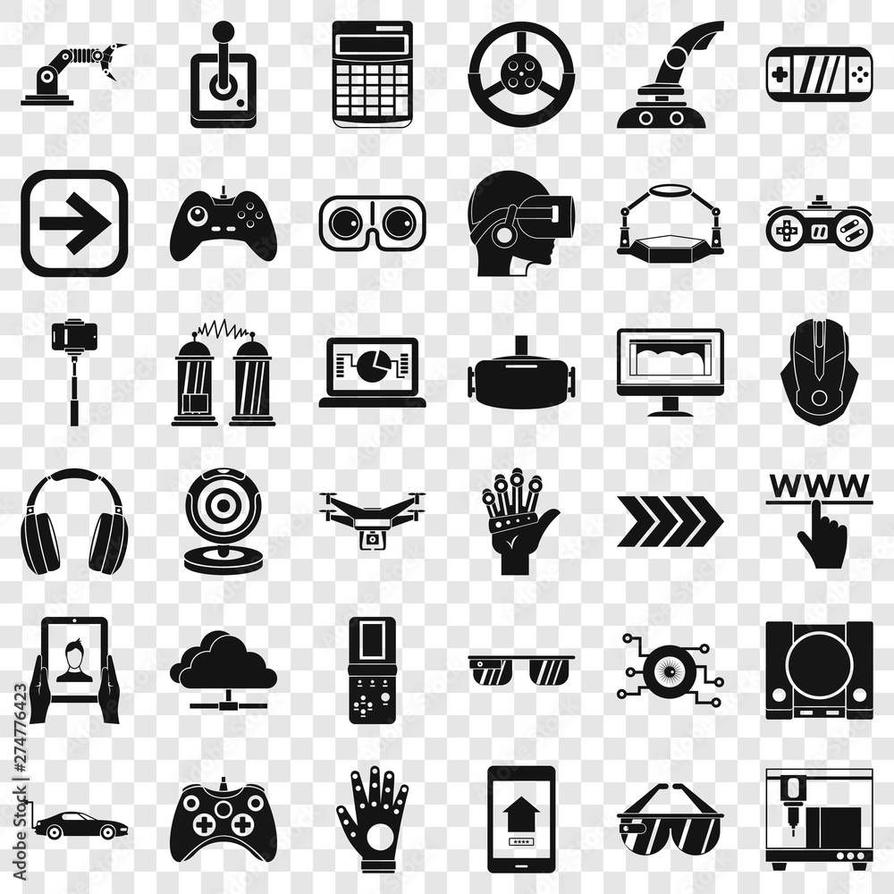 Poster monitor icons set. simple style of 36 monitor vector icons for web for any design