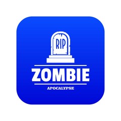 Zombie death icon blue vector isolated on white background