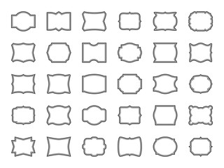 Obraz premium Vintage frames set. Decorative shapes line borders, blank retro labels, badges. Certificate stickers. Ornamental tags vector design