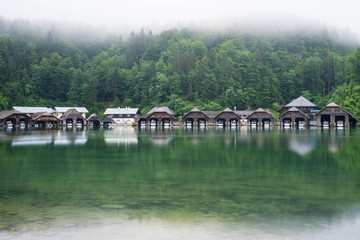 Fototapeta na wymiar wooden houses on lake