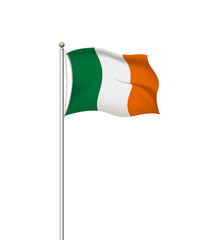 World flags. Country national flag post transparent background. Ireland. Vector illustration.