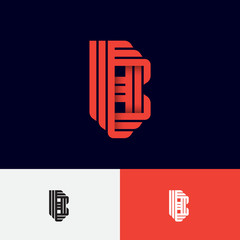 B letter. Origami logo. Gradient B Monogram from Ribbons or Paper Strips, Isolated on a Different Background. Web, UI Icon.